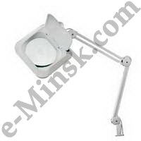Лампа-лупа на струбцине квадратная настольная 5Х с подсветкой с крышкой, белая REXANT 31-0212, КНР