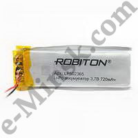  - Li-Po (Li-Ion Pol) ROBITON LP502365 3.7 720mAh PK1 (523x65), 