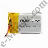  - Li-Po (Li-Ion Pol) ROBITON LP502540 3.7 450mAh PK1 (525x40), 